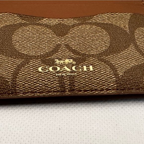 Coach Signature Brown and Tan Card Holder - Picture 2 of 11